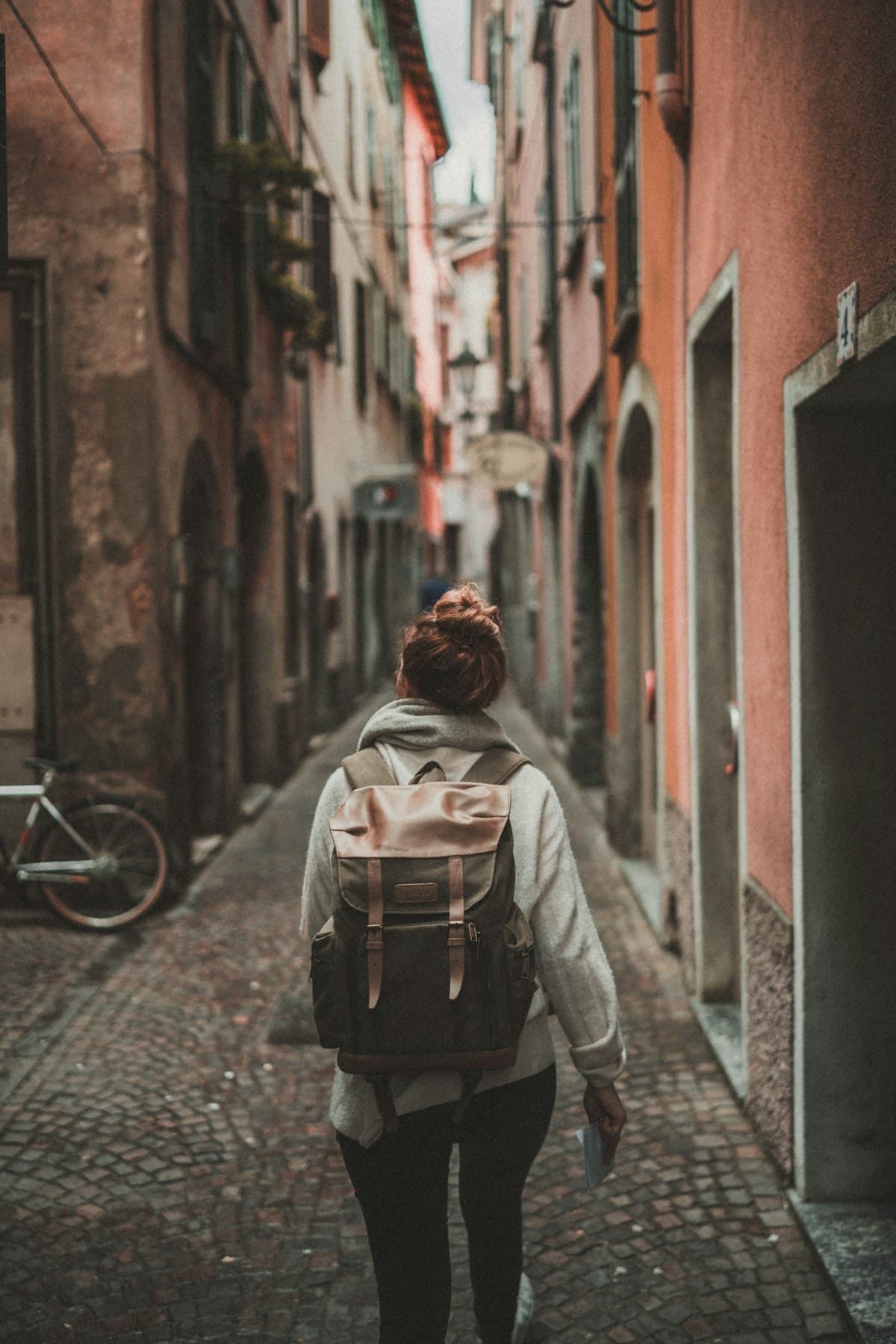 Traveler with backpack at cruise port